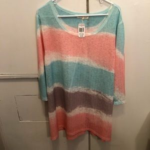 Indigo Soul Watercolor 3/4 Sleeve Top